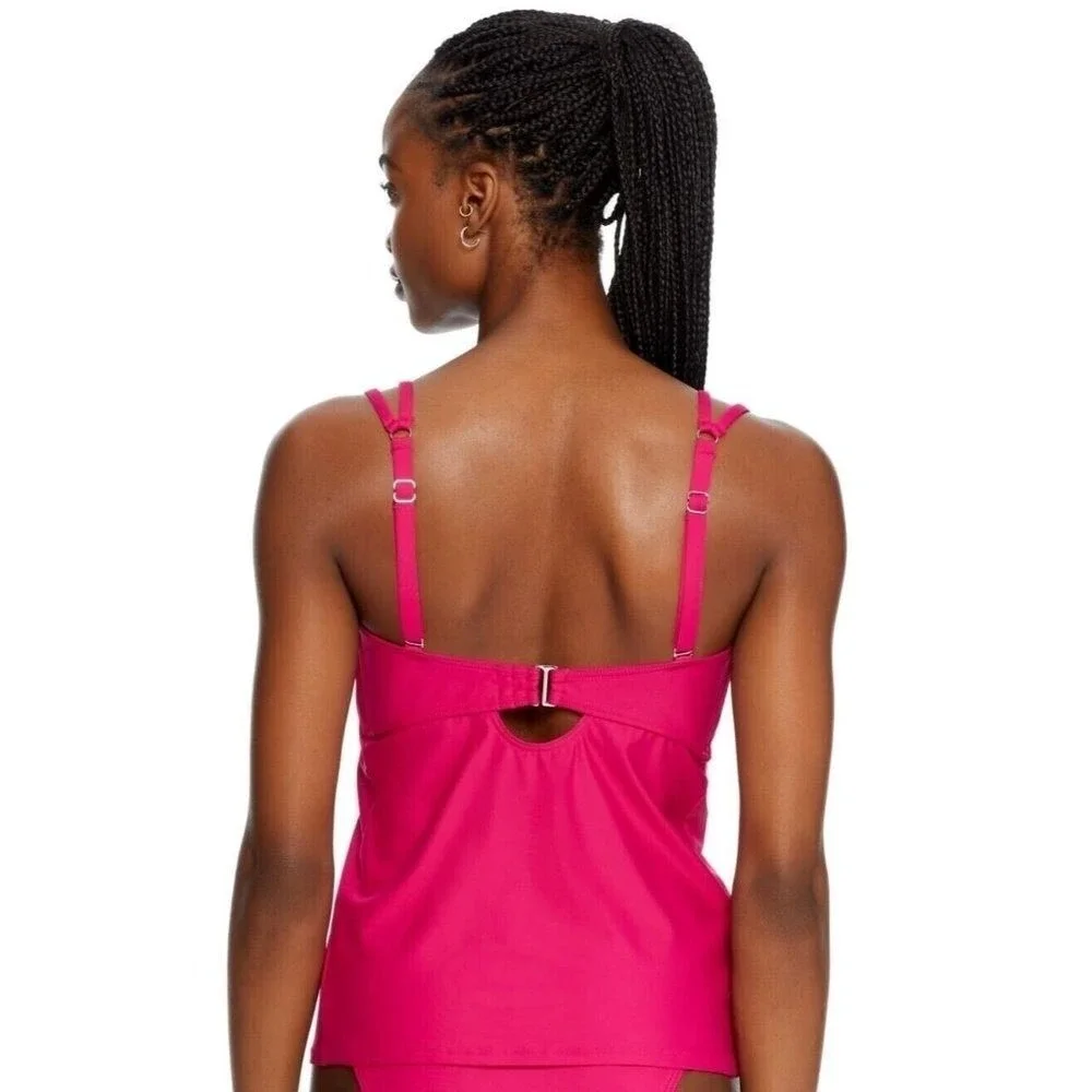 Birdsong Size 34DDD Bare Necessities Pink Underwire Wrap Tankini Swim Top Pink - Picture 5 of 11
